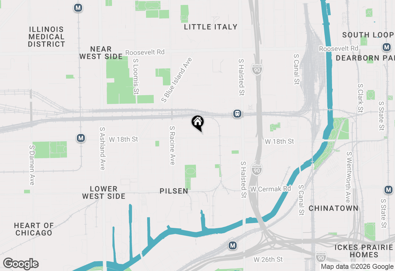 Map of 1036 W 18th Street #2F, Chicago, IL 60608