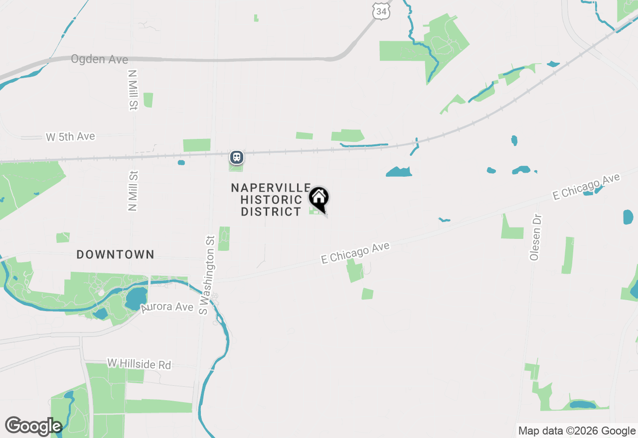 Map of 23 N Columbia Street, Naperville, IL 60540