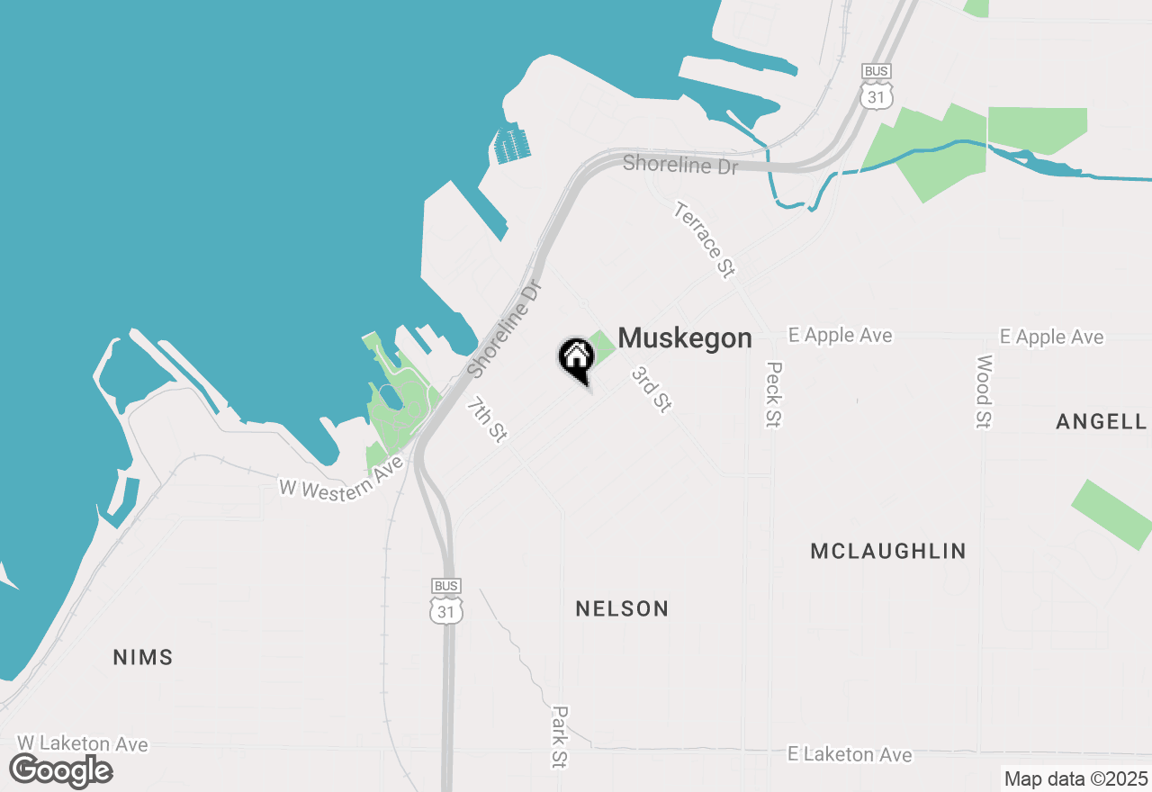 Map of 413 W Webster Avenue, Muskegon, MI 49440