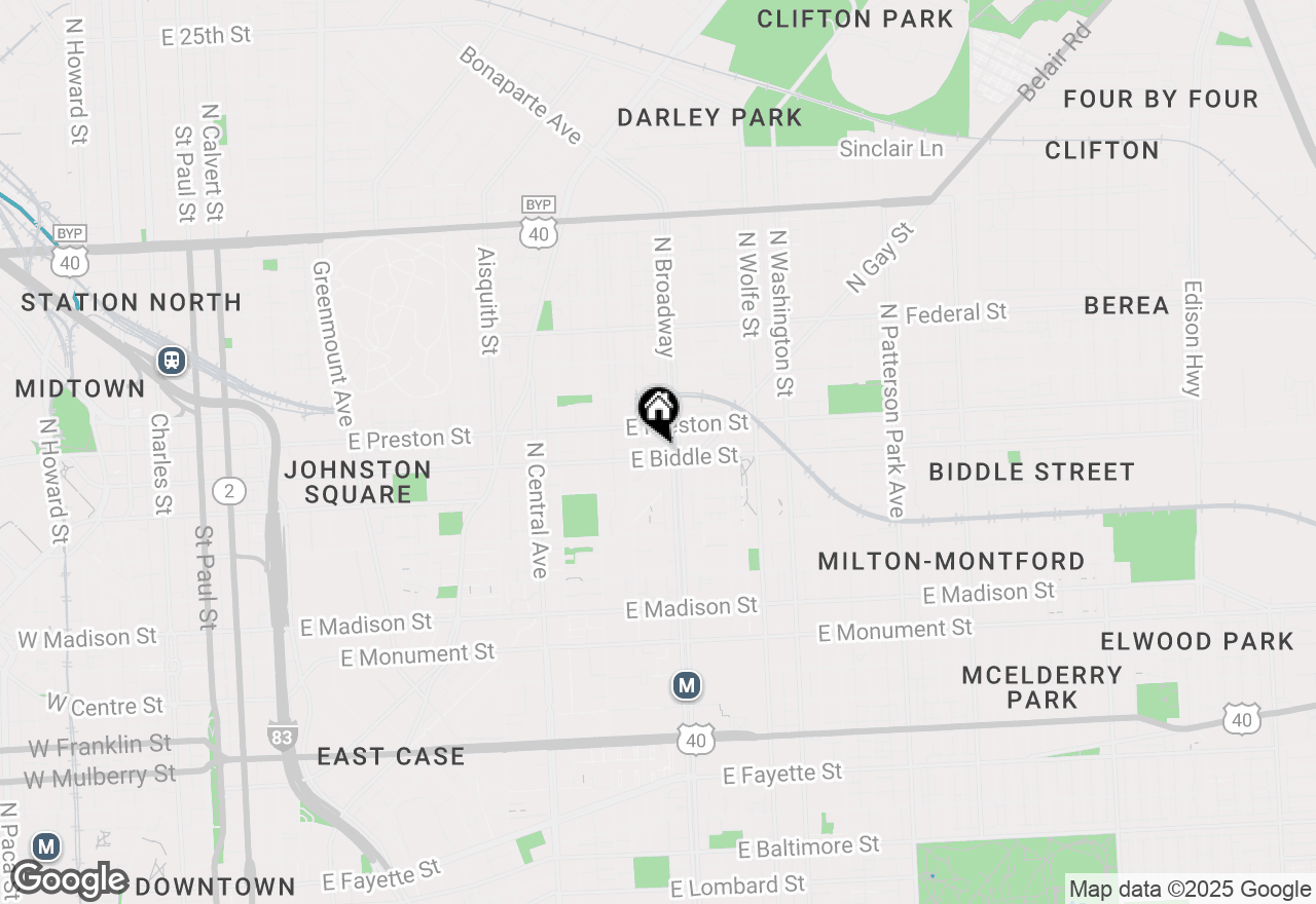 Map of 1628 E Biddle Street, Baltimore, MD 21213