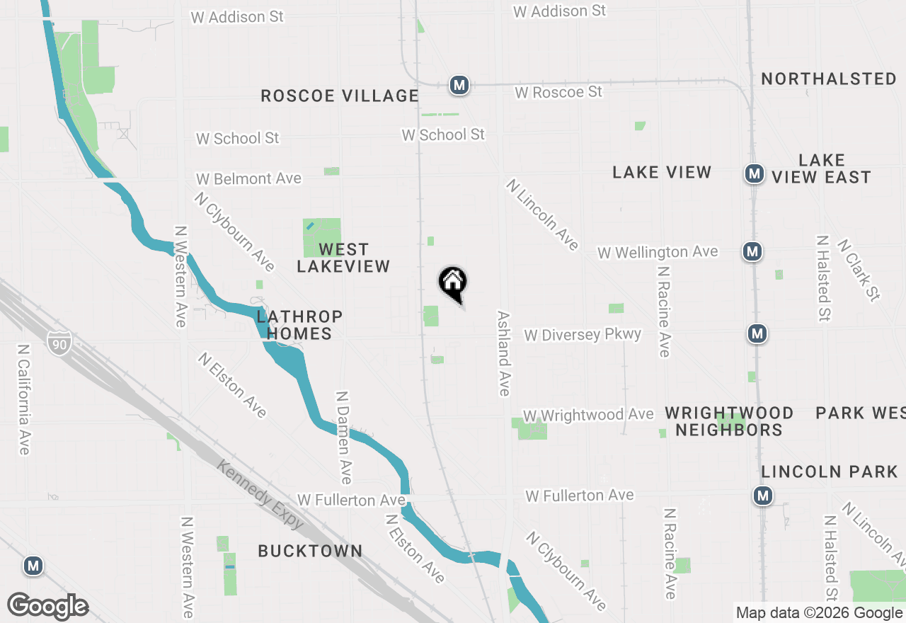 Map of 1714 W Wolfram Street, Chicago, IL 60657