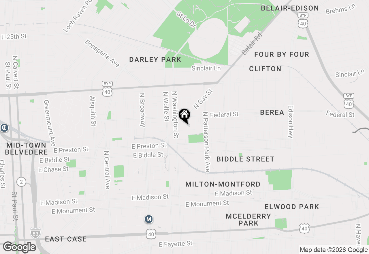 Map of 2037 E Oliver Street, Baltimore, MD 21213