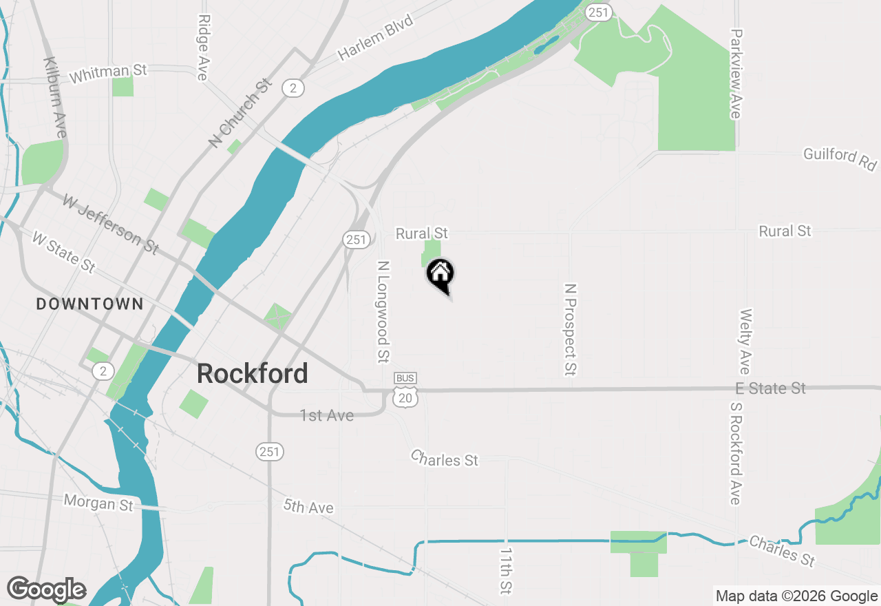 Map of 418 Adams Street, Rockford, IL 61107