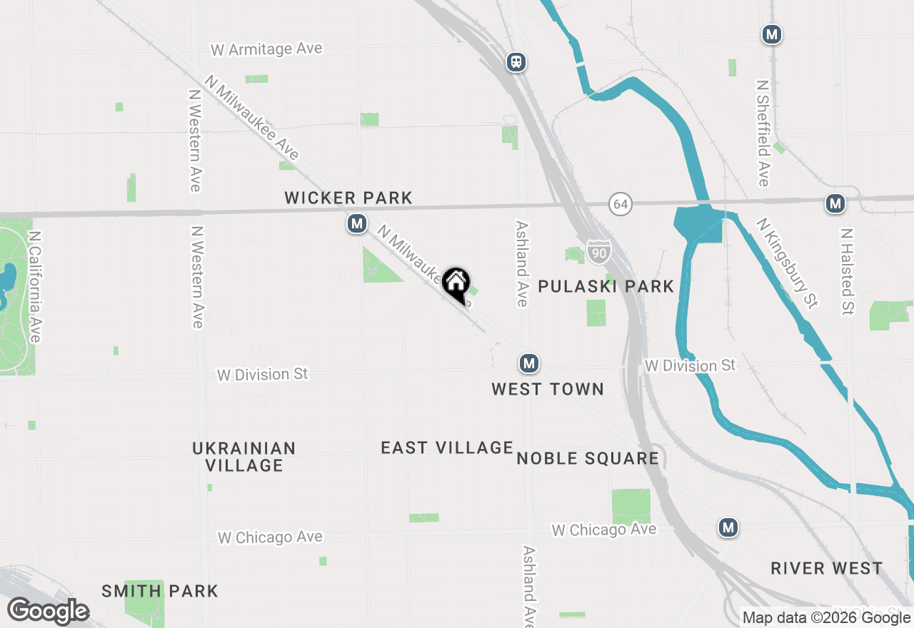 Map of 1319 N Wood Street #3C, Chicago, IL 60622