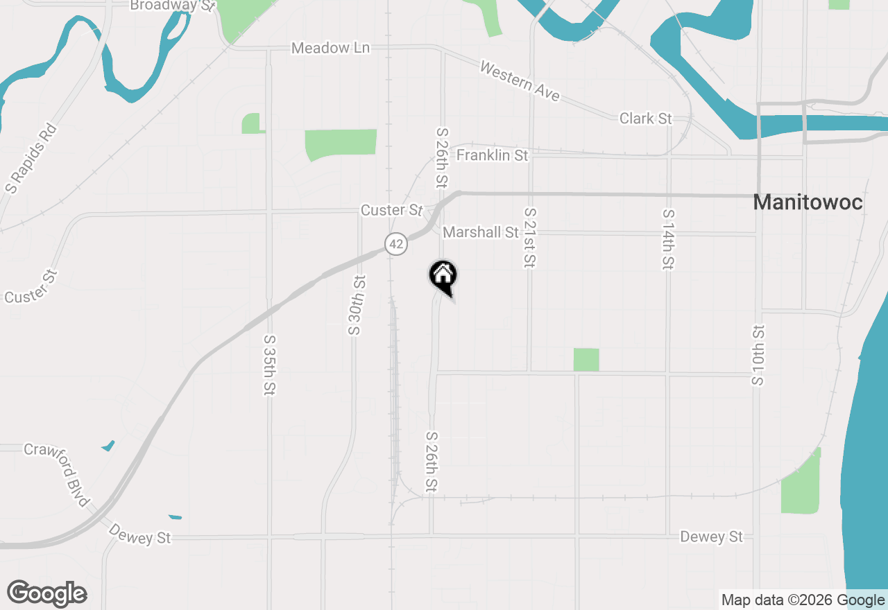 Map of 1233 S 26th St, Manitowoc, WI 54220
