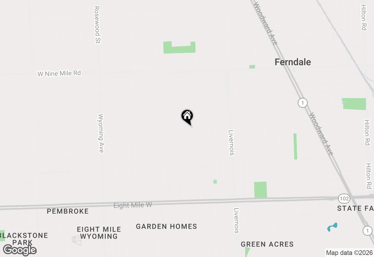 Map of 1177 W Marshall Street, Ferndale, MI 48220