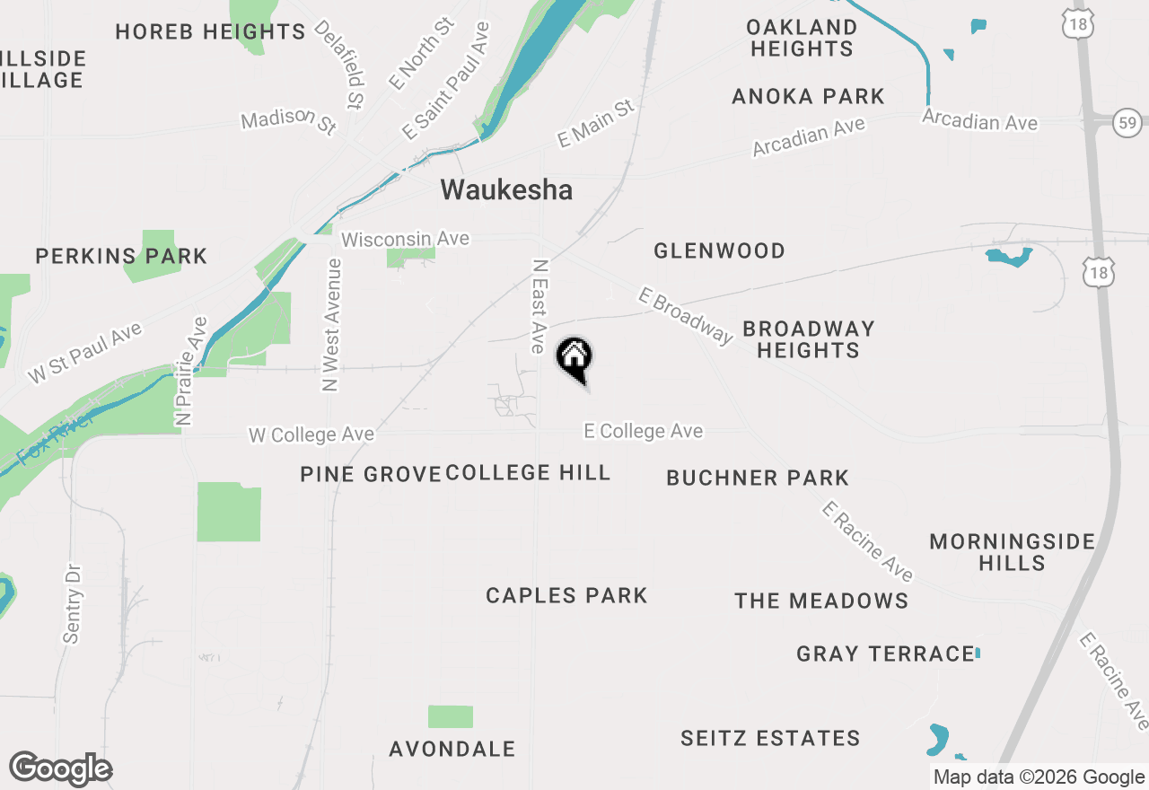 Map of 208 Wright St, Waukesha, WI 53186