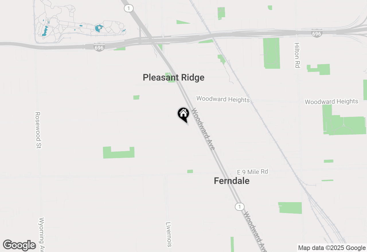 Map of 263 W Woodland Street, Ferndale, MI 48220