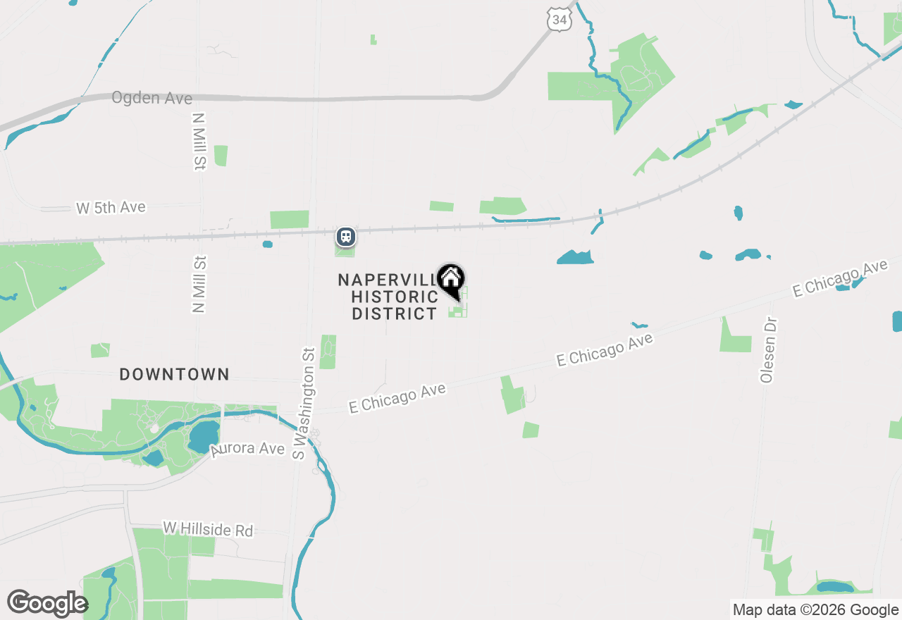 Map of 116 N Wright Street, Naperville, IL 60540