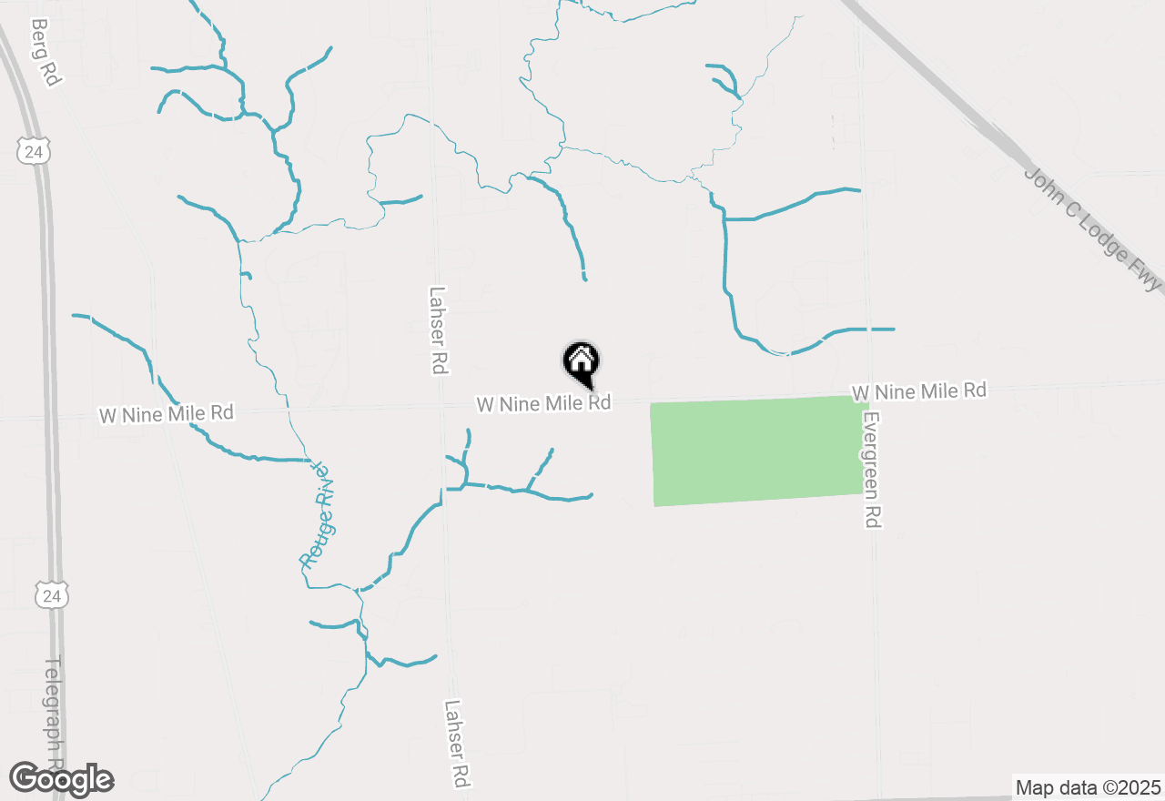 Map of 21386 W 9 Mile Road, Southfield, MI 48075