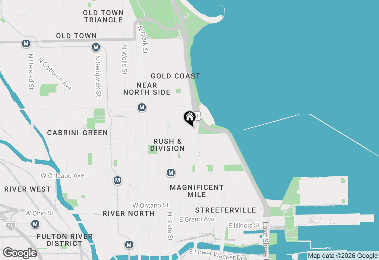 Map of 113 E Bellevue Place, Chicago, IL 60611