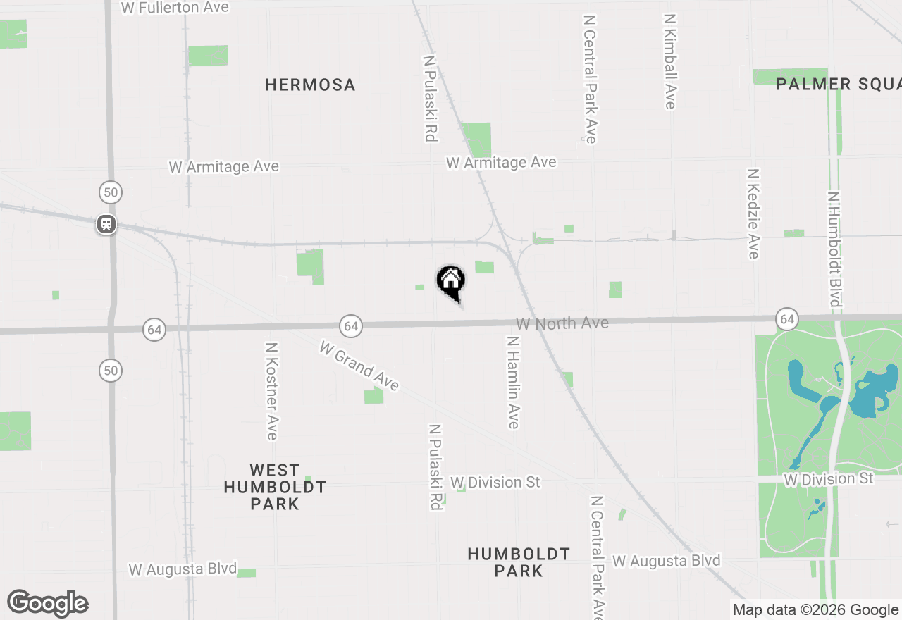 Map of 1614 N Harding Avenue #1W, Chicago, IL 60647