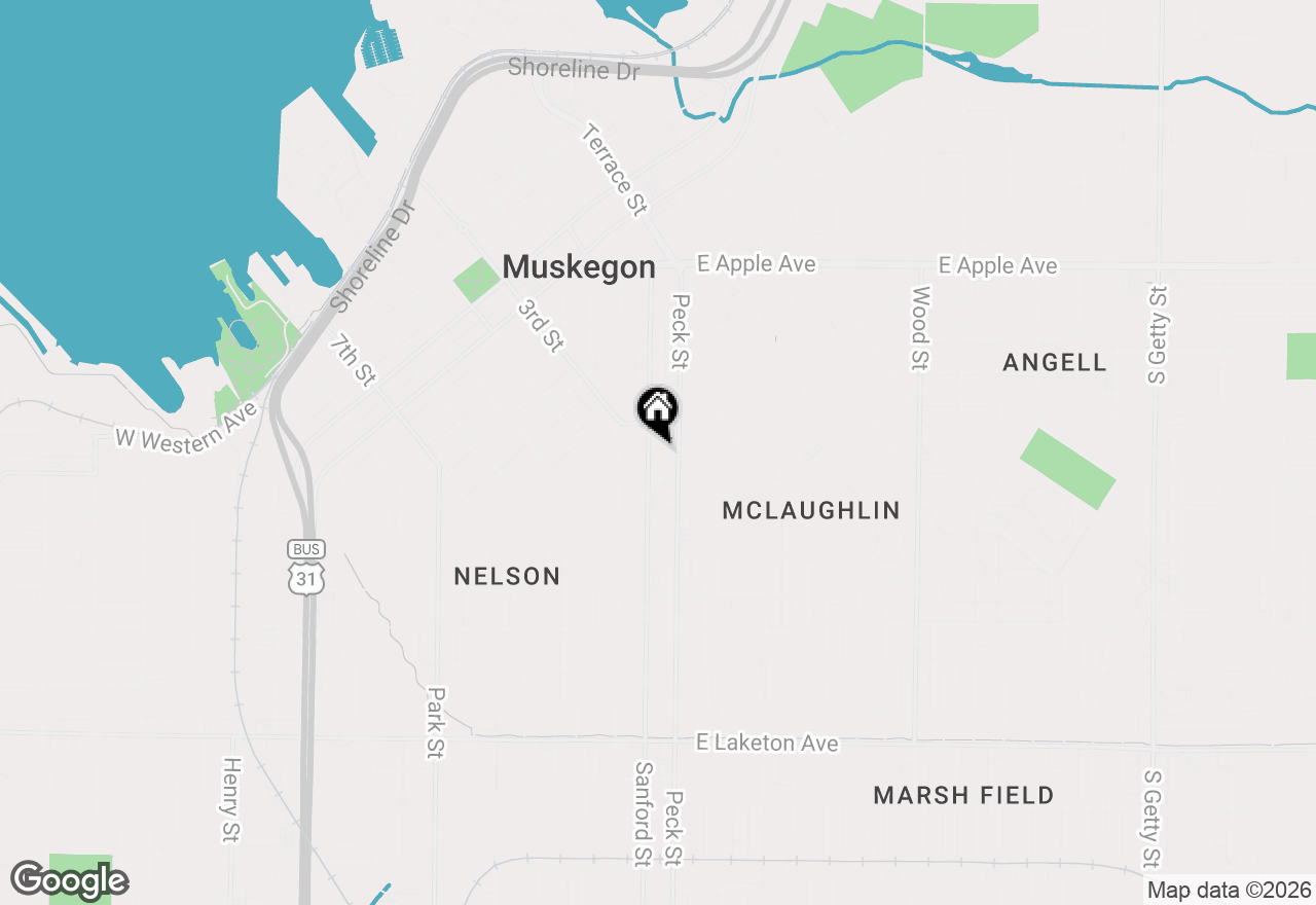 Map of 1316 Sanford Street, Muskegon, MI 49441