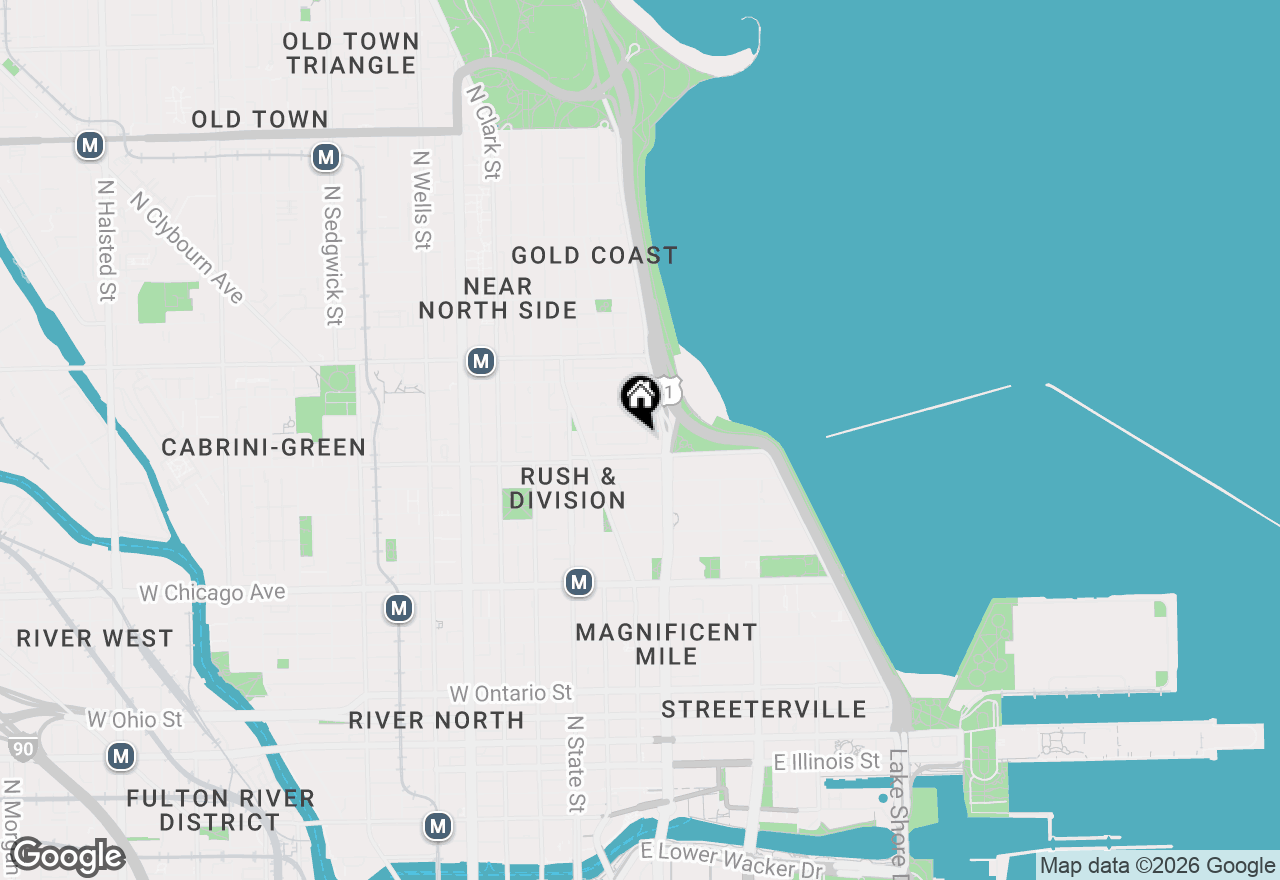 Map of 111 E Bellevue Place, Chicago, IL 60611