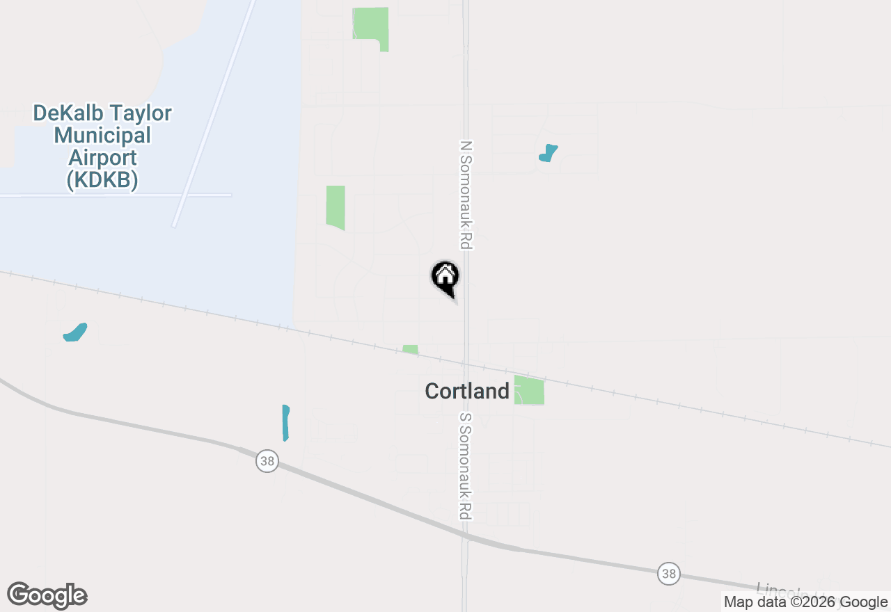 Map of 34 W Amber Avenue, Cortland, IL 60112
