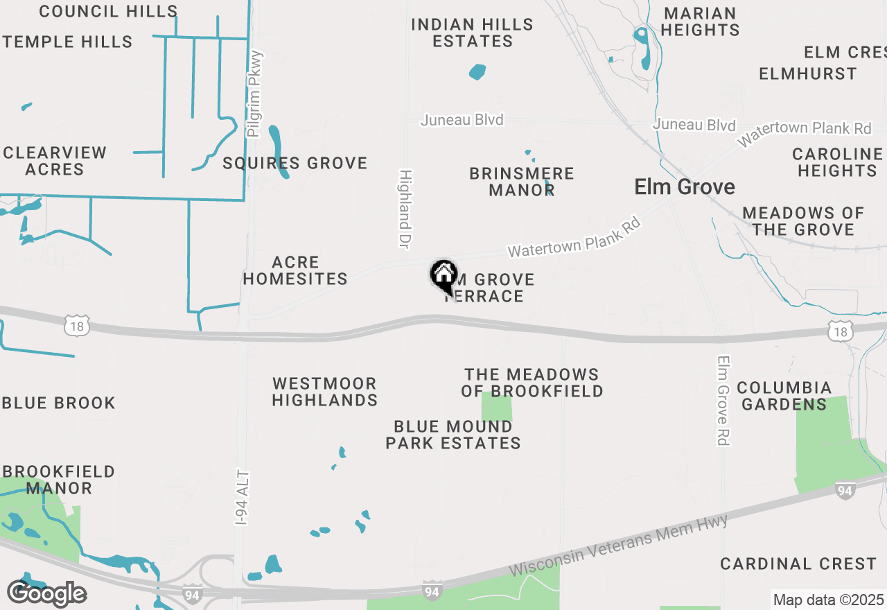 Map of 615 Hi View Ct, Elm Grove, WI 53122
