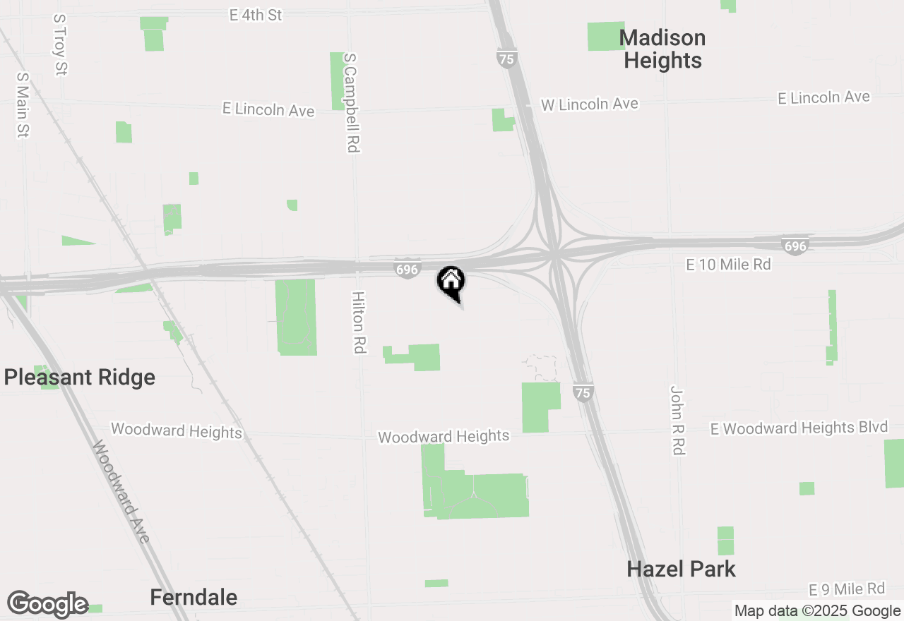 Map of 2104 Brickley Street, Ferndale, MI 48220