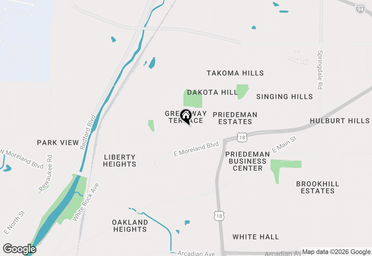 Map of 1526 Greenway Ter, Waukesha, WI 53186