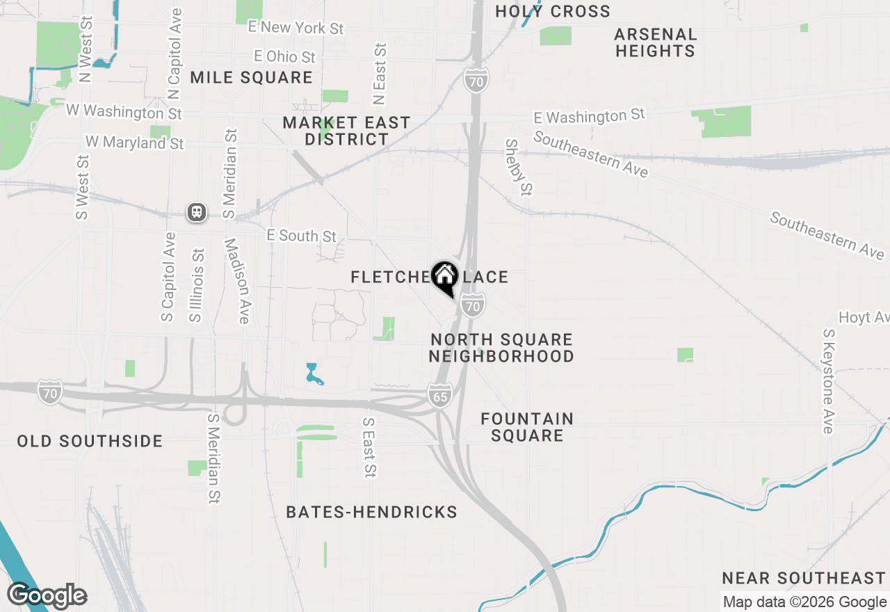 Map of 735 Elm Street, Indianapolis, IN 46203