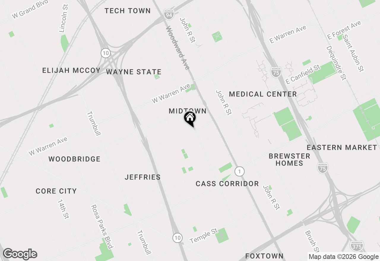 Map of 460 W Canfield Street #206, Detroit, MI 48201