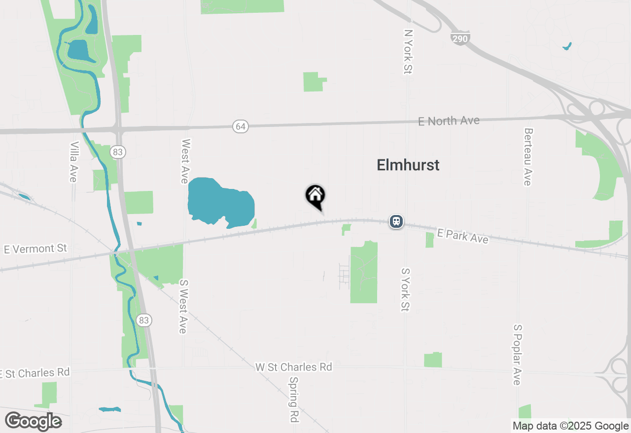 Map of 104 N Evergreen Avenue, Elmhurst, IL 60126