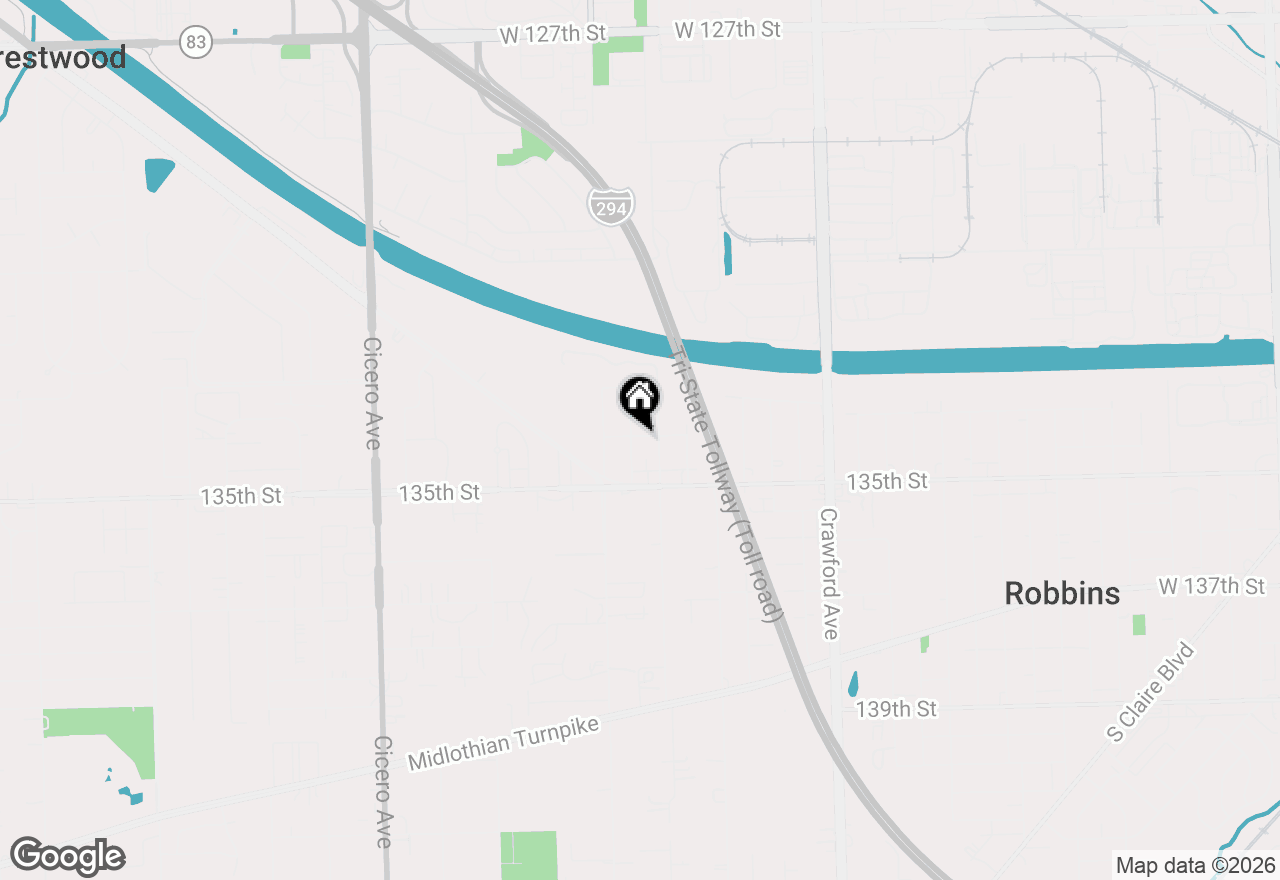 Map of 13401 S Kolin Avenue, Robbins, IL 60472