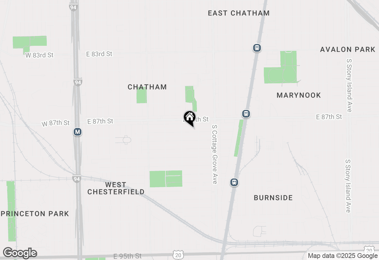 Map of 629 E 87th Place, Chicago, IL 60619