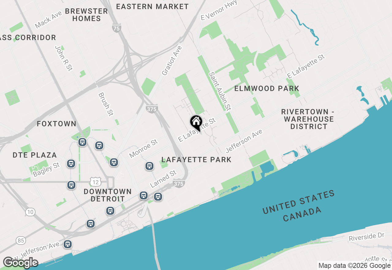 Map of 1300 E Lafayette Street #209, Detroit, MI 48207