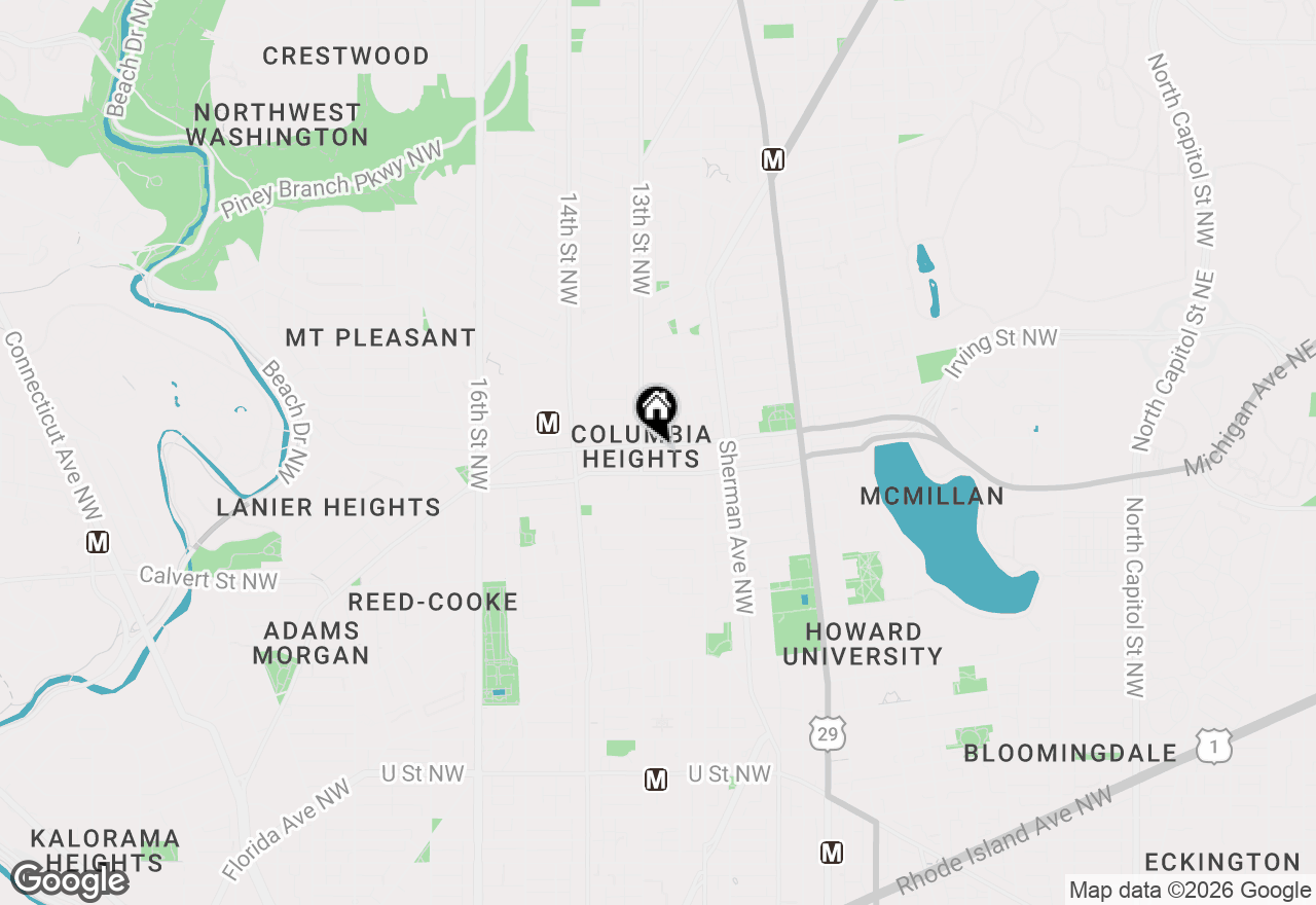 Map of 1254 E Columbia Road Nw, Washington, DC 20009