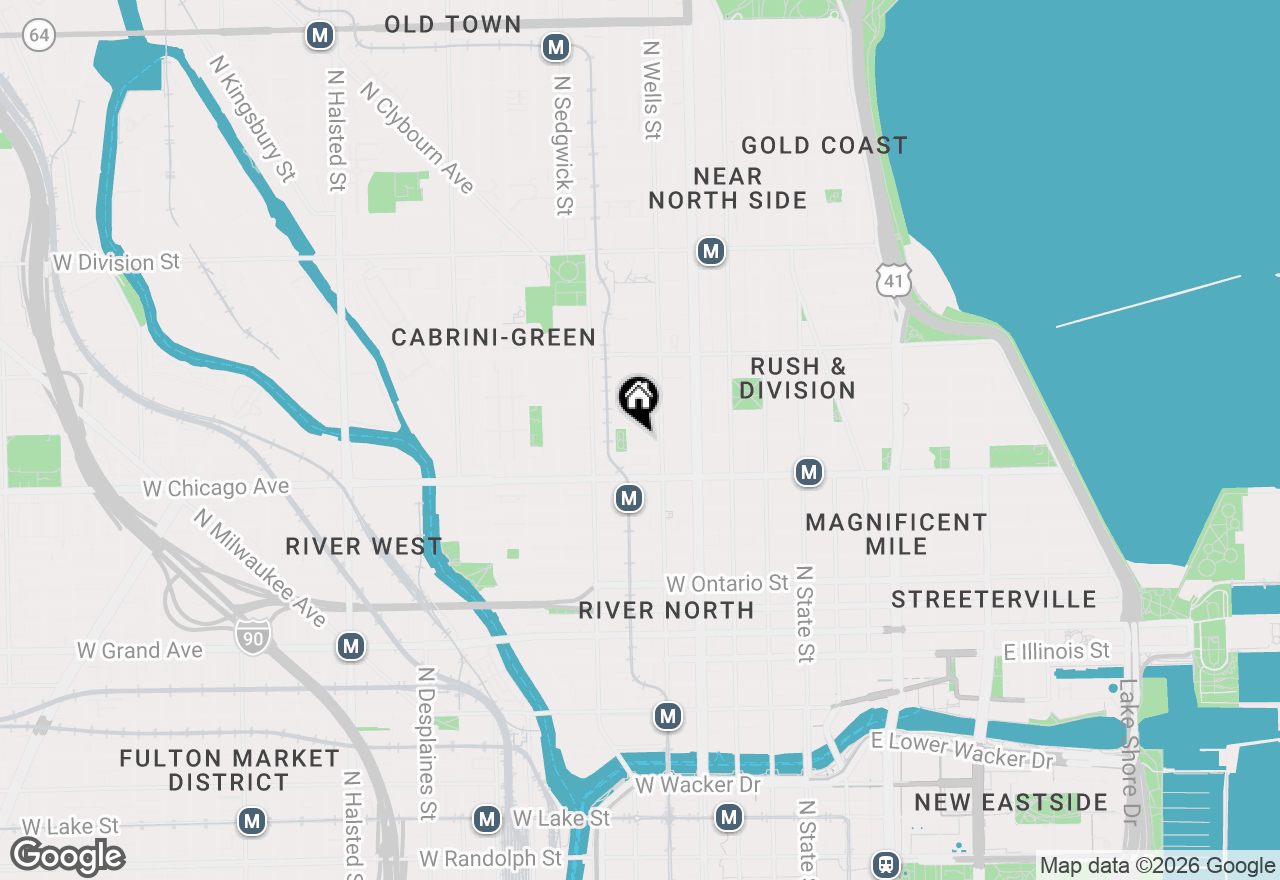 Map of 849 N Franklin Street #1208, Chicago, IL 60610