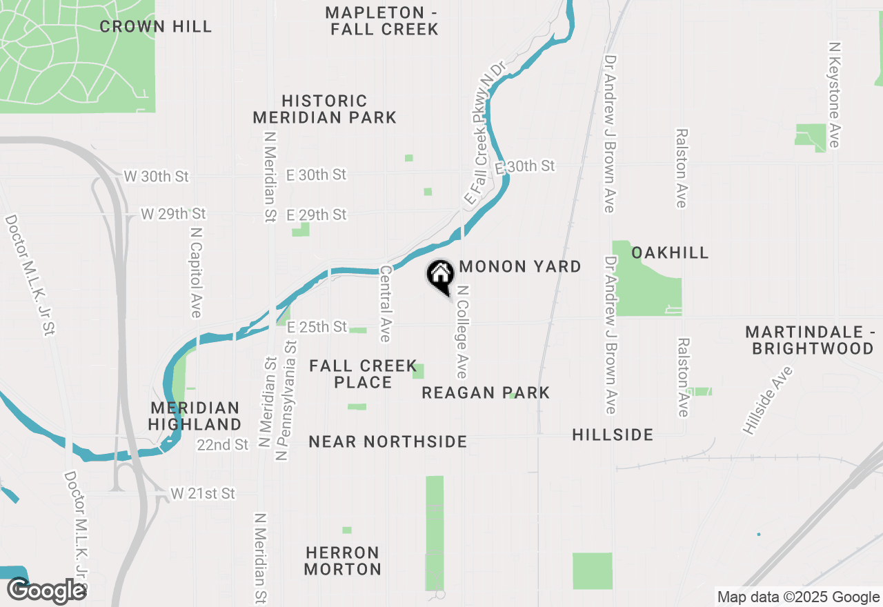 Map of 2539 Broadway Street, Indianapolis, IN 46205