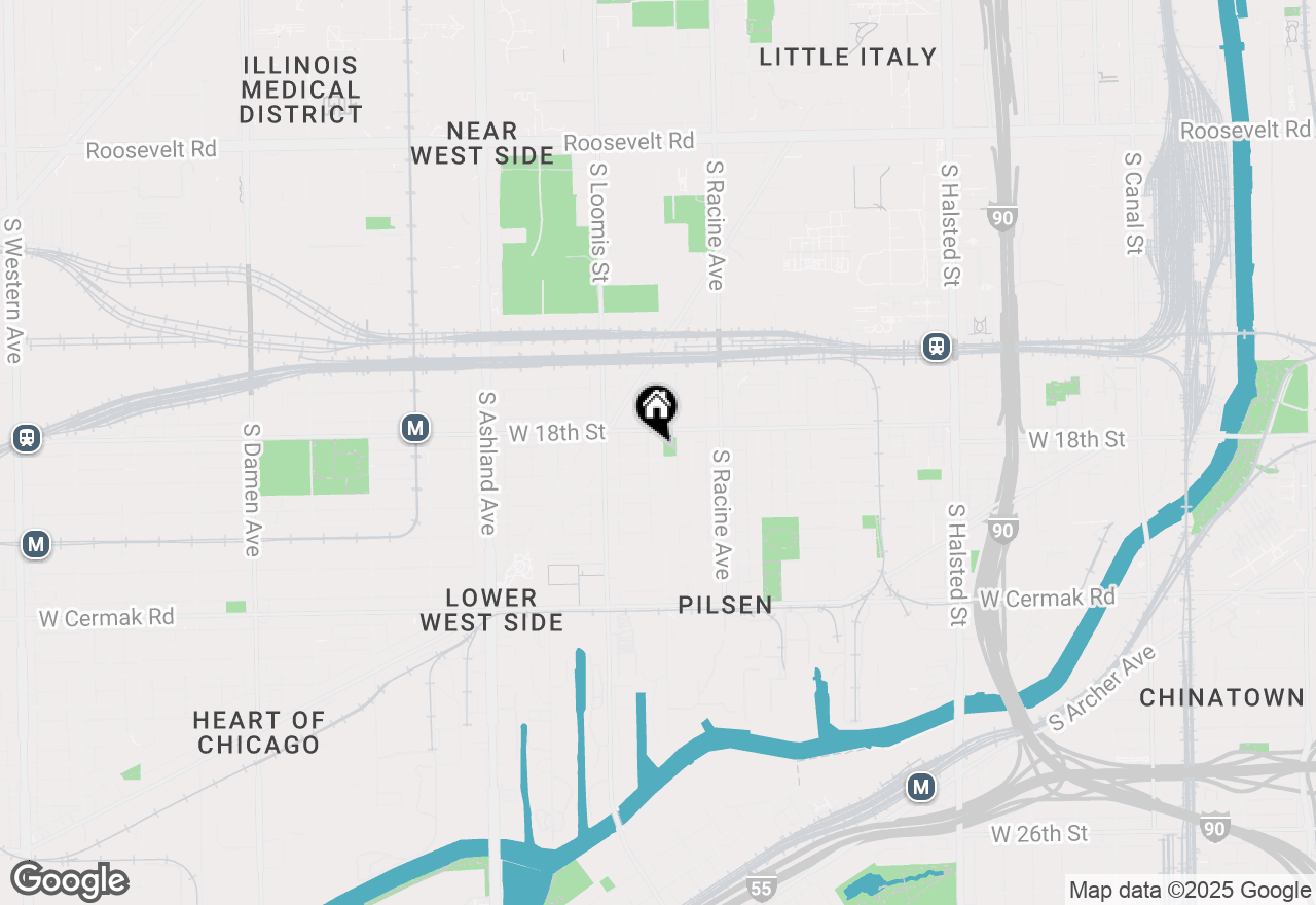 Map of 1820 S Throop Street #1RW, Chicago, IL 60608