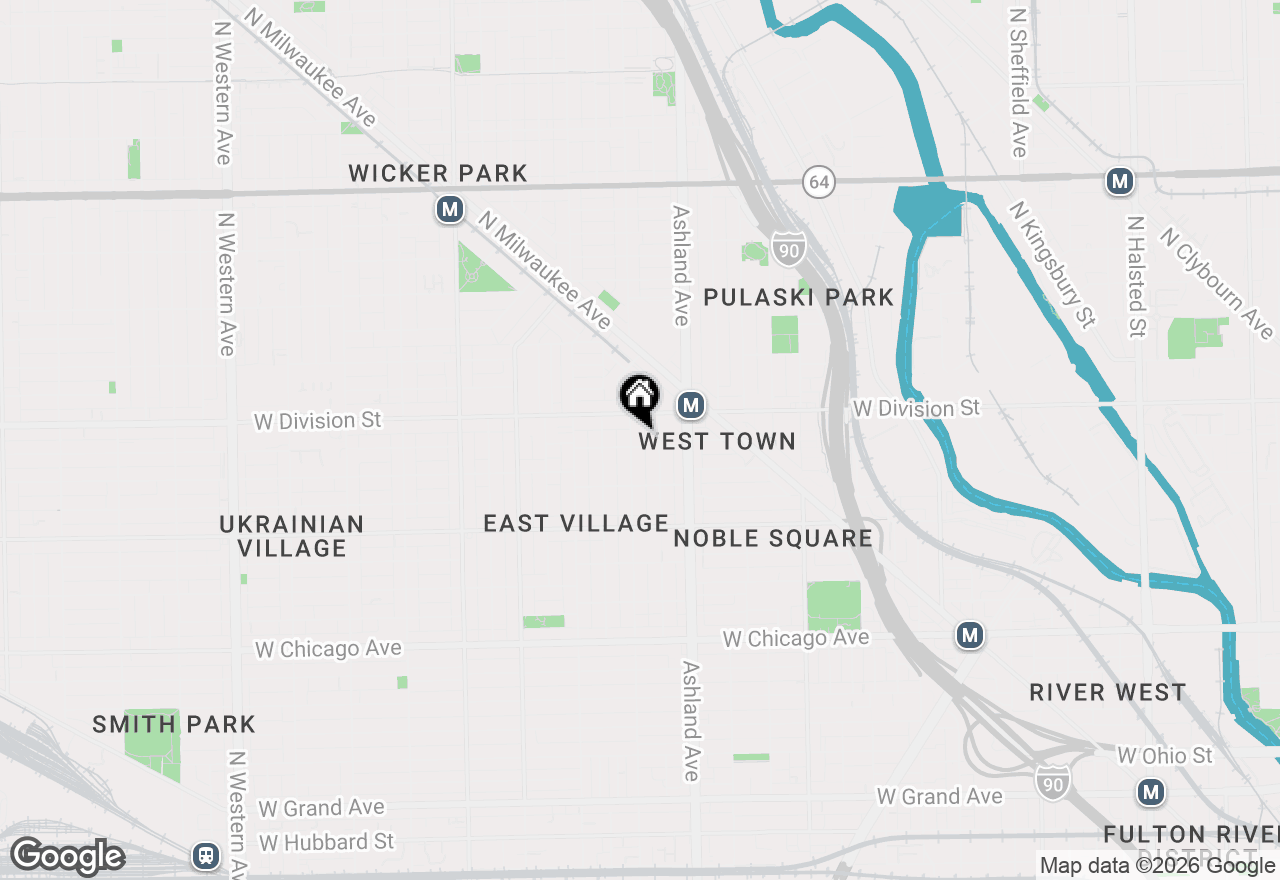 Map of 1107 N Paulina Street #3, Chicago, IL 60622