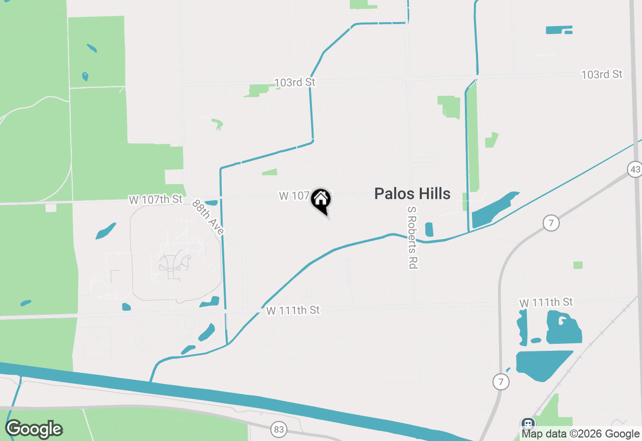 Map of 10732 S Meadow Lane, Palos Hills, IL 60465