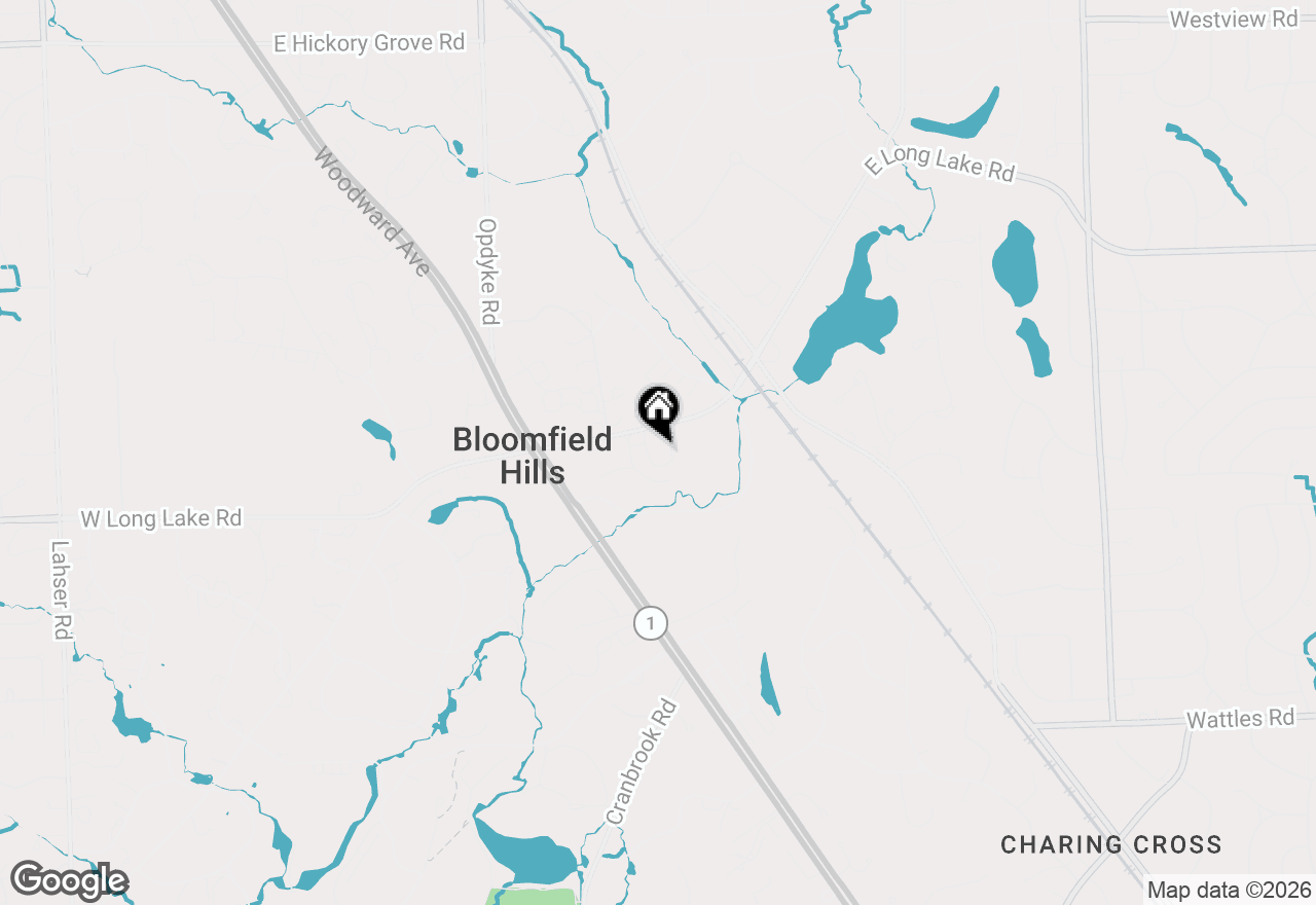 Map of 1750 Tiverton Road, Bloomfield Hills, MI 48304