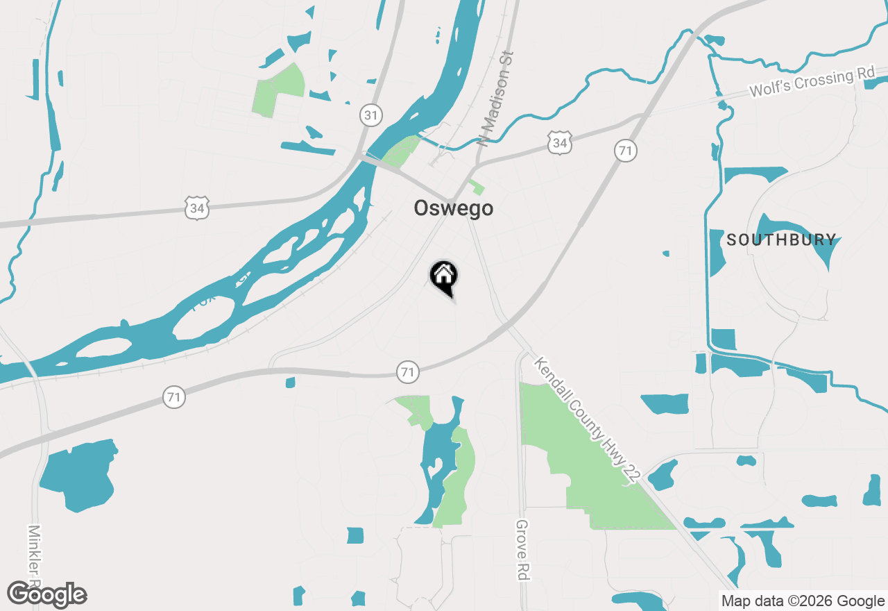 Map of 105 Wilson Place, Oswego, IL 60543