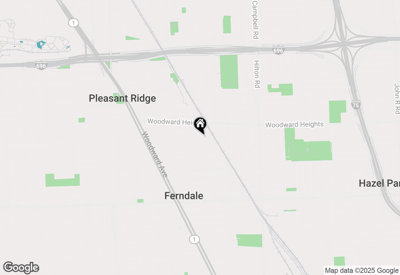 Map of 587 E Drayton Street, Ferndale, MI 48220