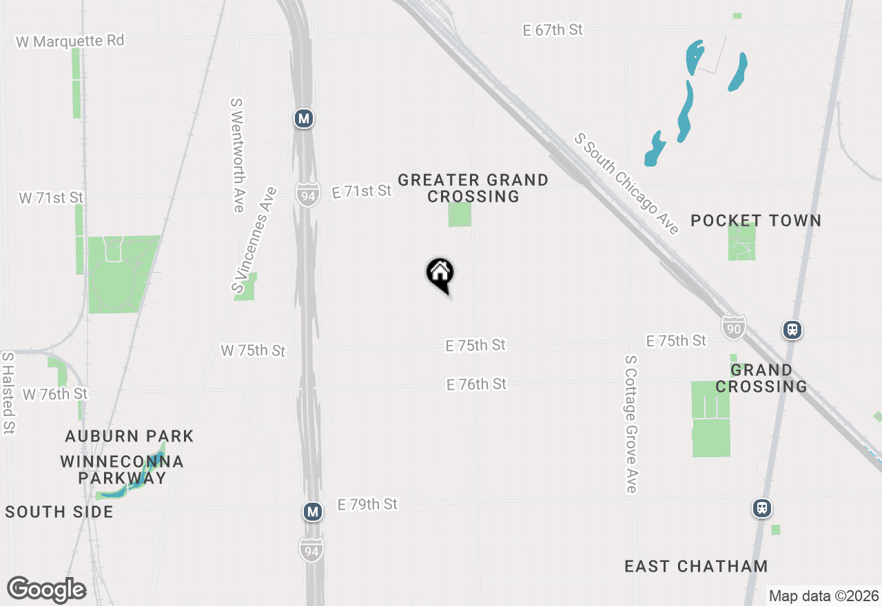 Map of 318 E 74th Street, Chicago, IL 60619