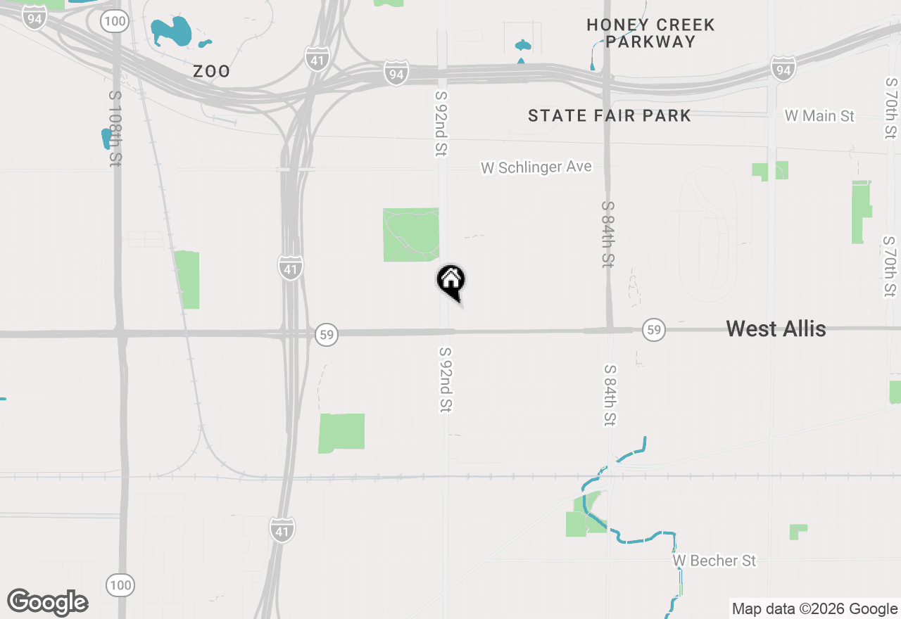 Map of 1336 S 92nd St, West Allis, WI 53214