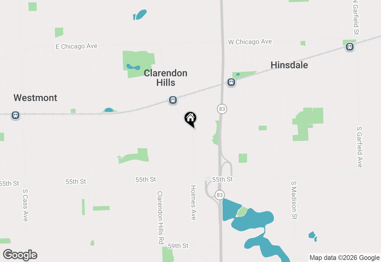 Map of 210 Holmes Avenue, Clarendon Hills, IL 60514