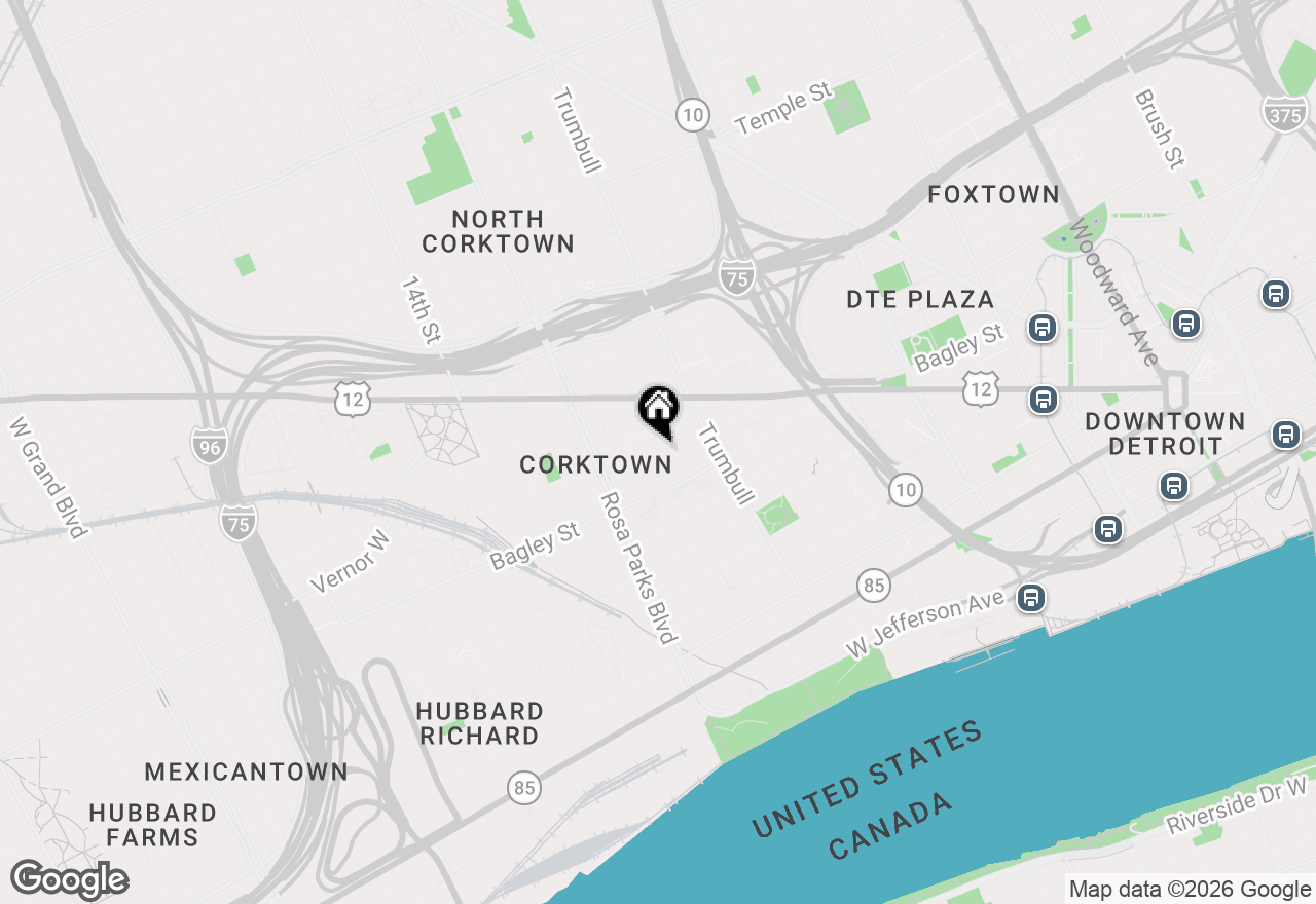 Map of 1628 Leverette Street, Detroit, MI 48216