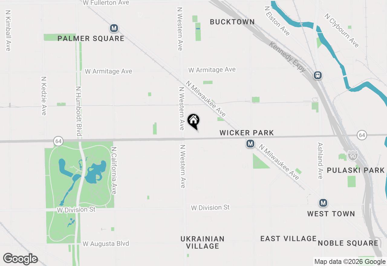 Map of 1615 N Claremont Avenue #1S, Chicago, IL 60647