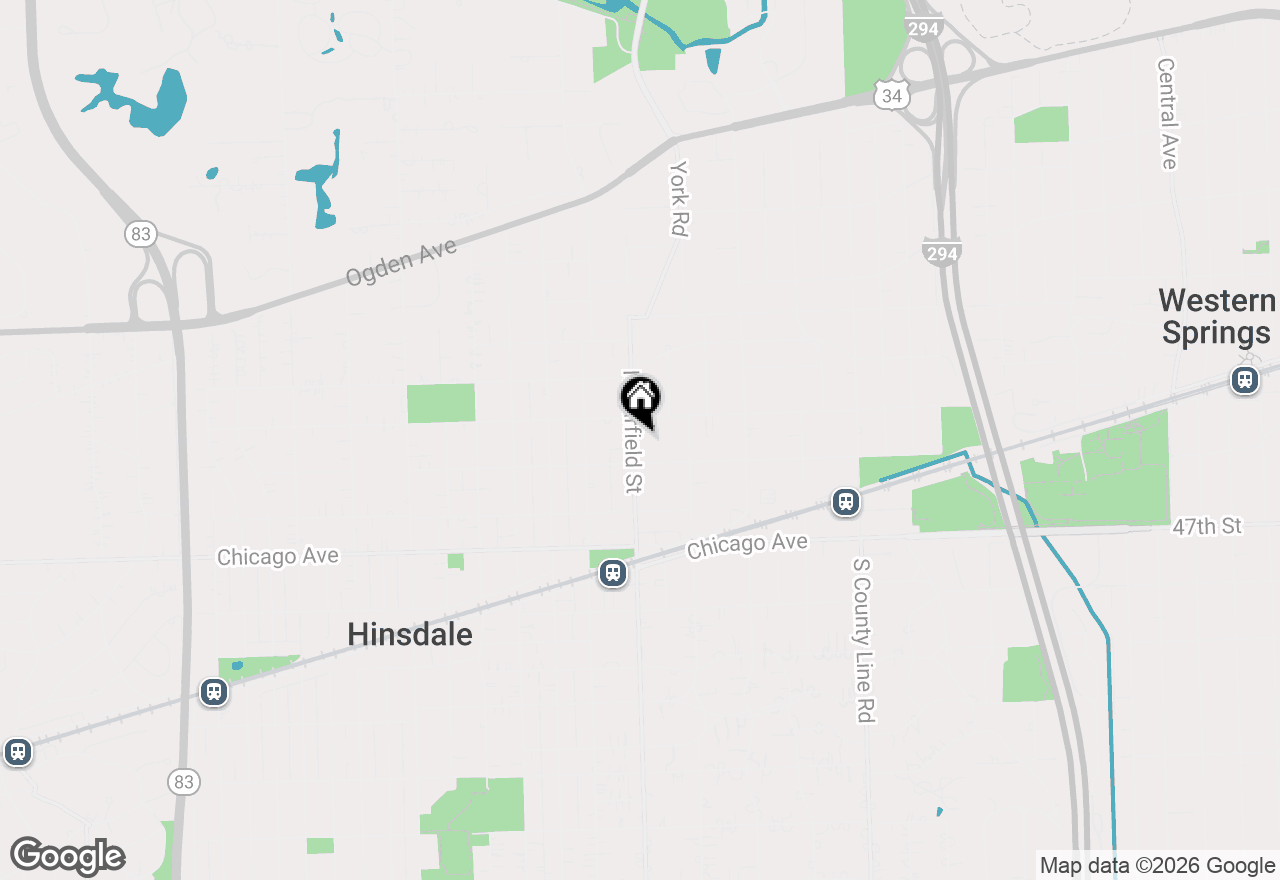 Map of 215 N Garfield Street, Hinsdale, IL 60521