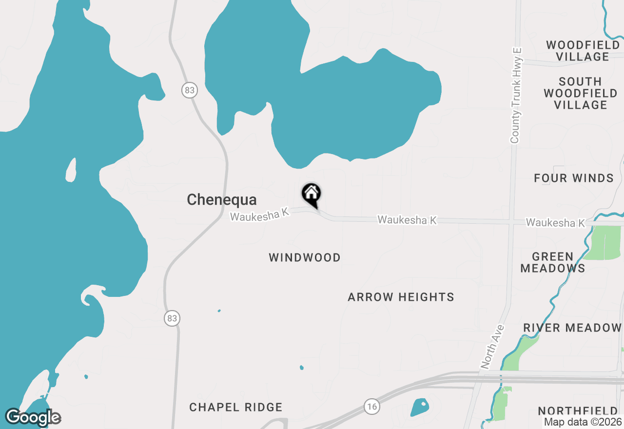Map of N55W30923 County Road K, Hartland, WI 53029