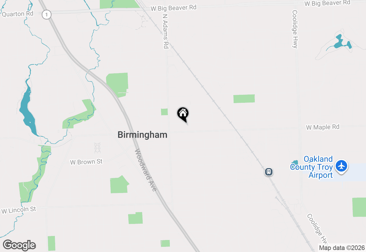 Map of 1292 Yorkshire Road, Birmingham, MI 48009