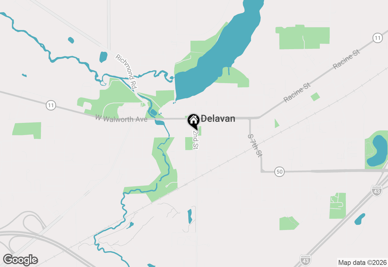 Map of 132 S 2nd St, Delavan, WI 53115