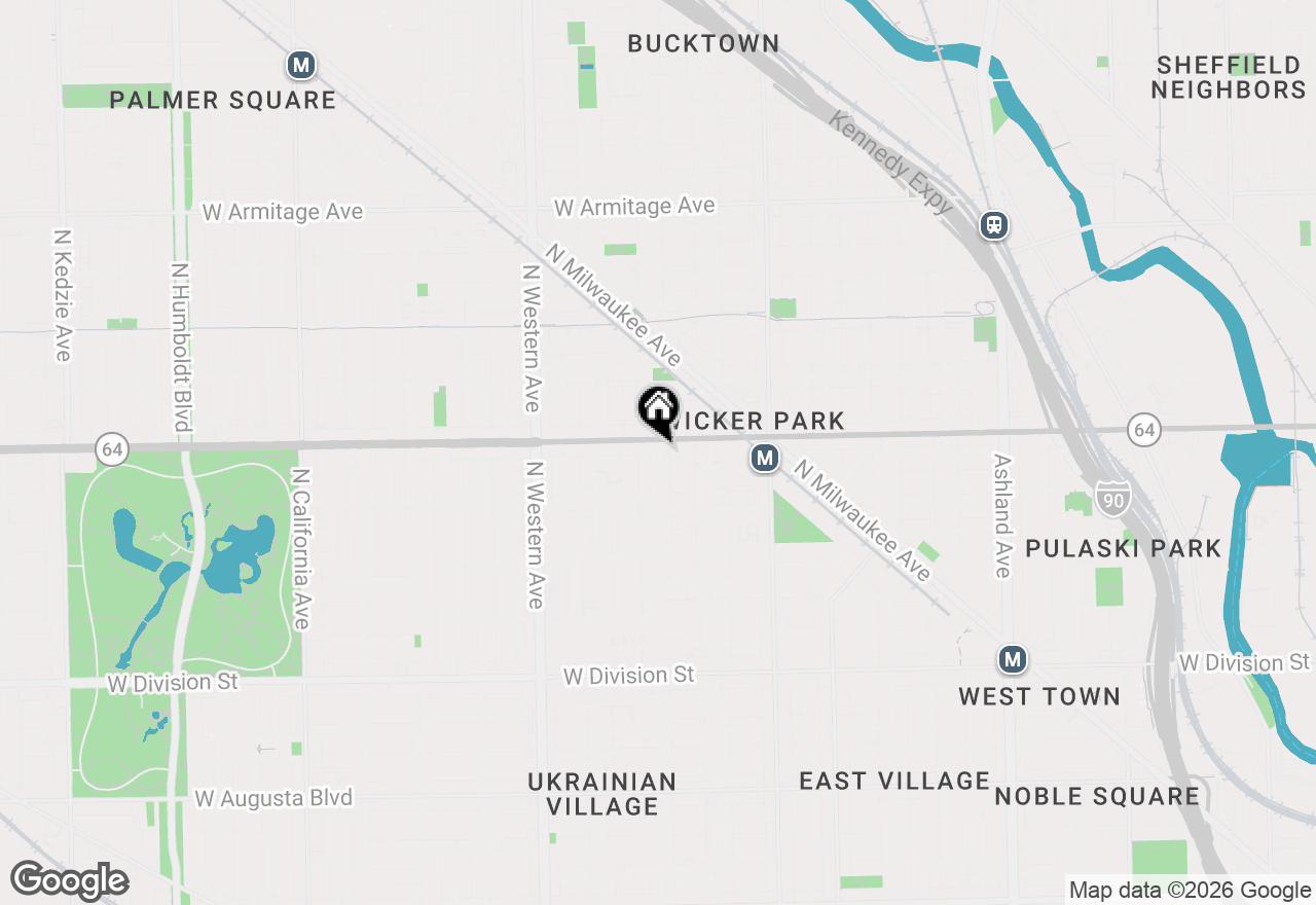 Map of 1547 N Leavitt Street #2N, Chicago, IL 60622
