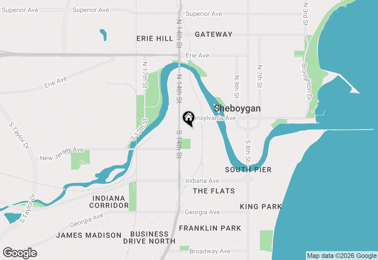 Map of 1301 Jefferson Ave, Sheboygan, WI 53081