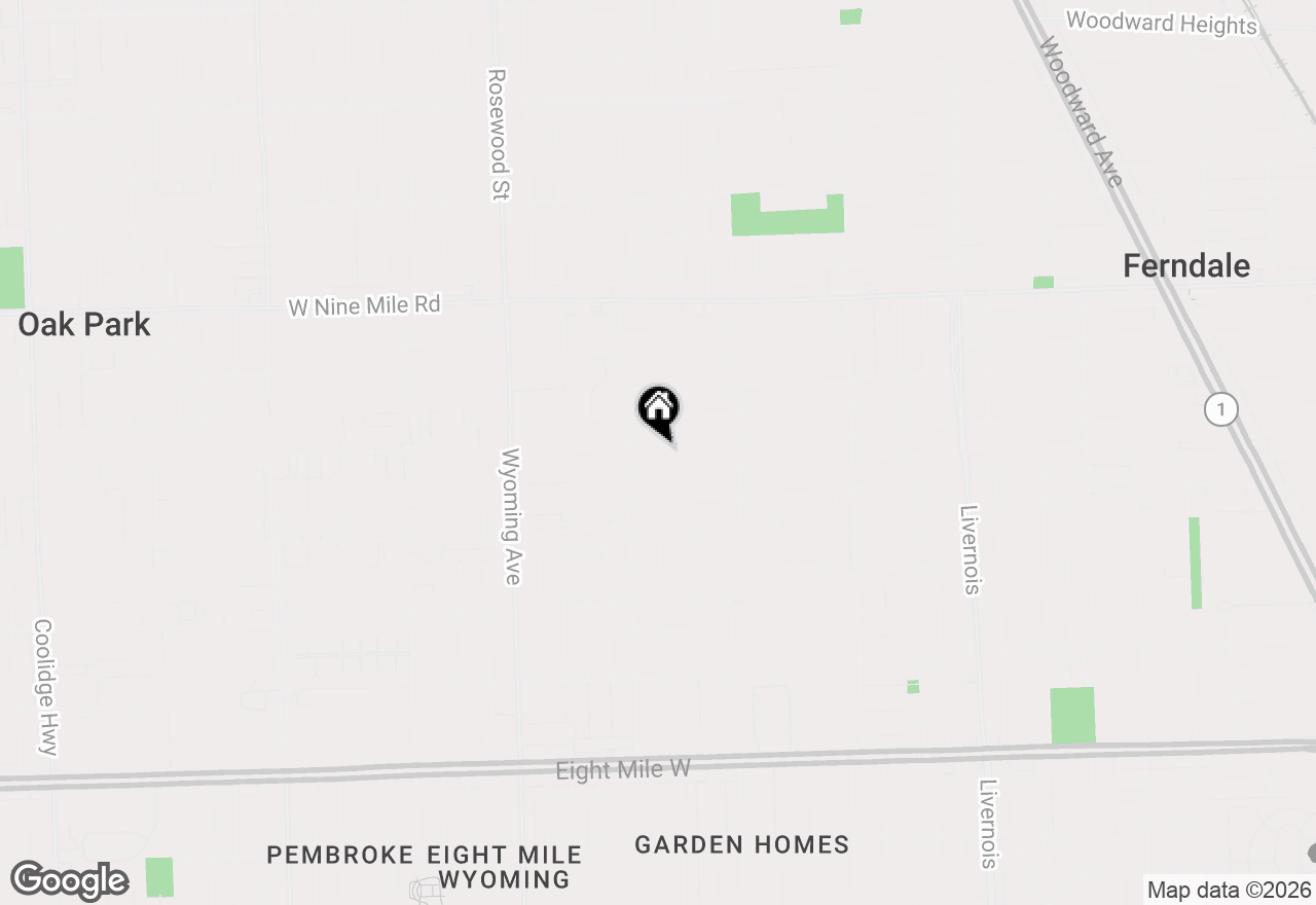 Map of 1677 Pearson Street, Ferndale, MI 48220