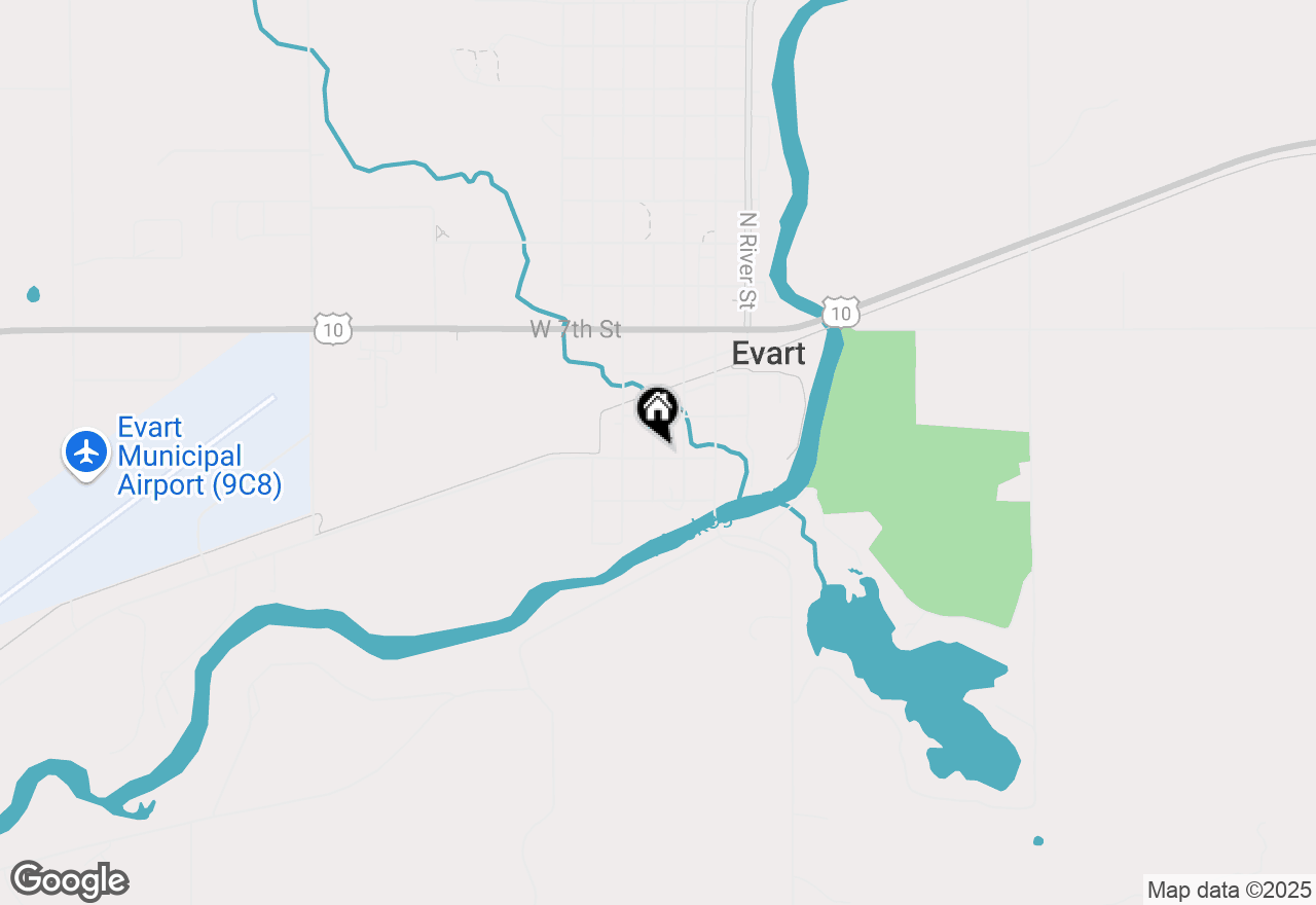 Map of 343 S Hemlock Street, Evart, MI 49631
